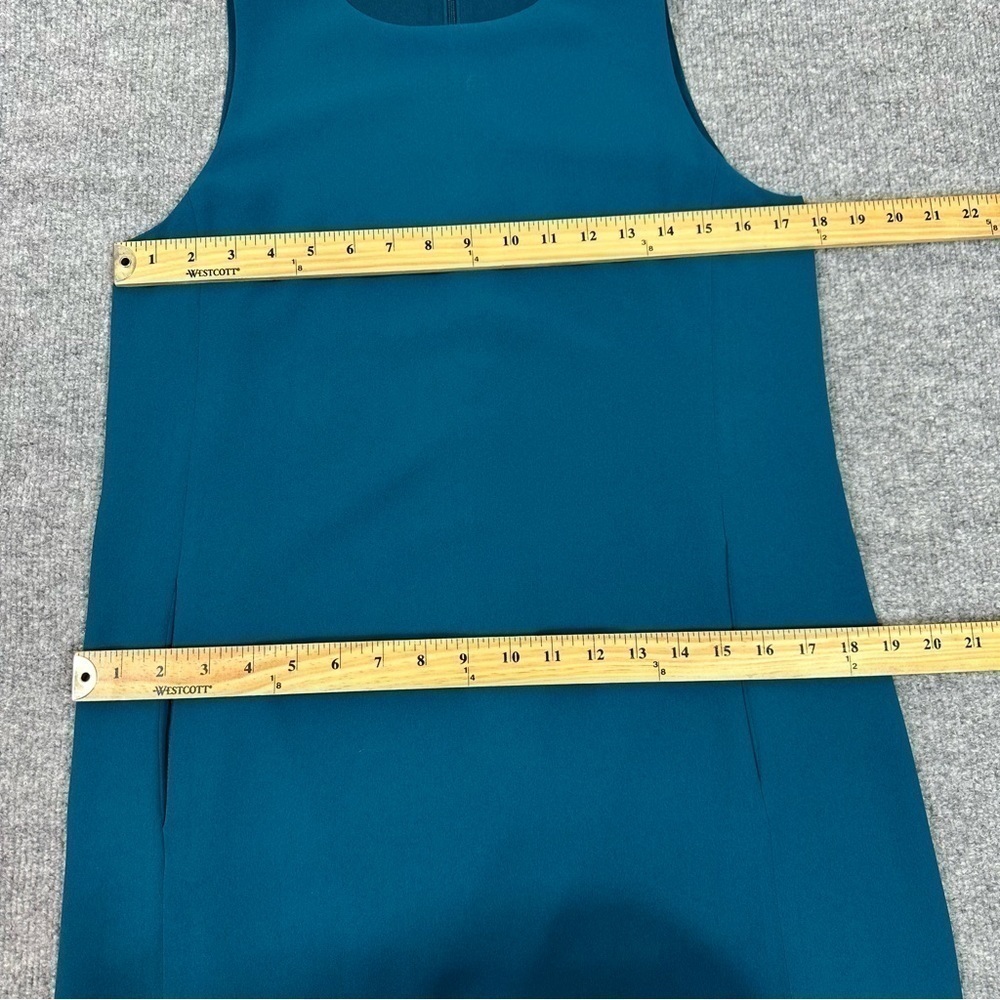 Vince Dress 8 Teal Classic Crepe Shift  Pockets Sleeveless Lined - Picture 7 of 13